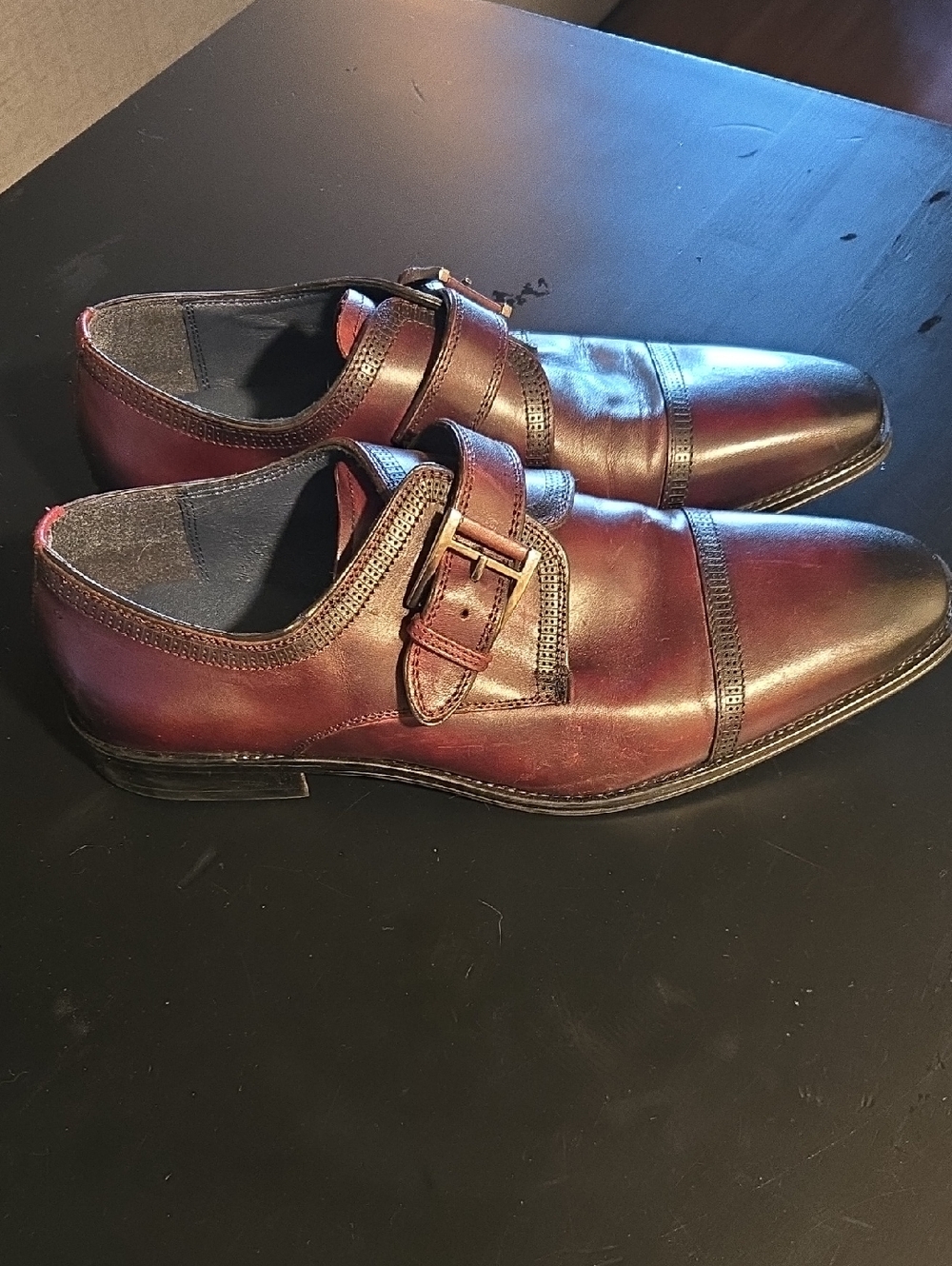 Jump Men's Double Monk Strap Oxfords - Burgundy